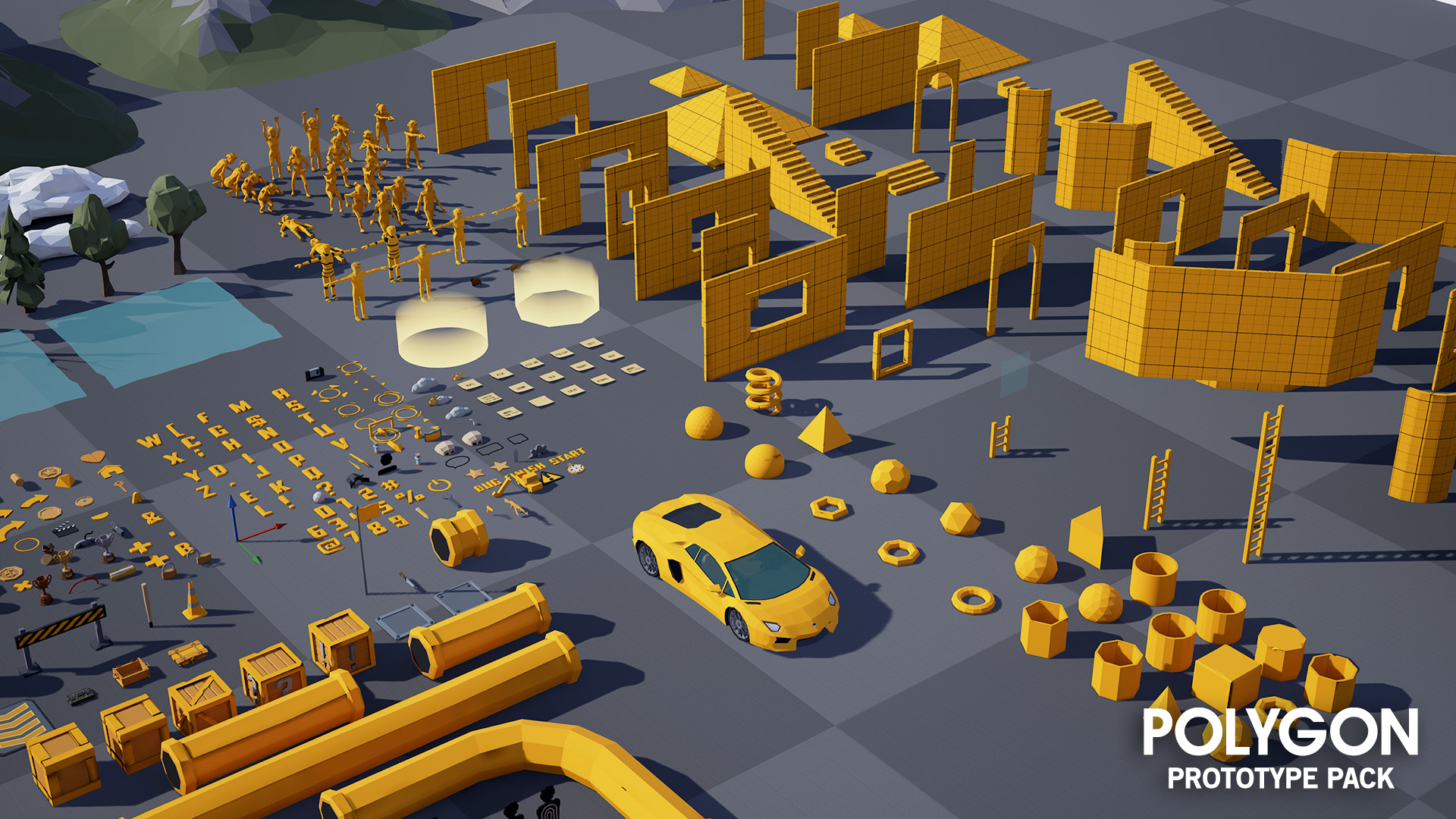 POLYGON Prototype Pack Kitbash with greybox models and primitives